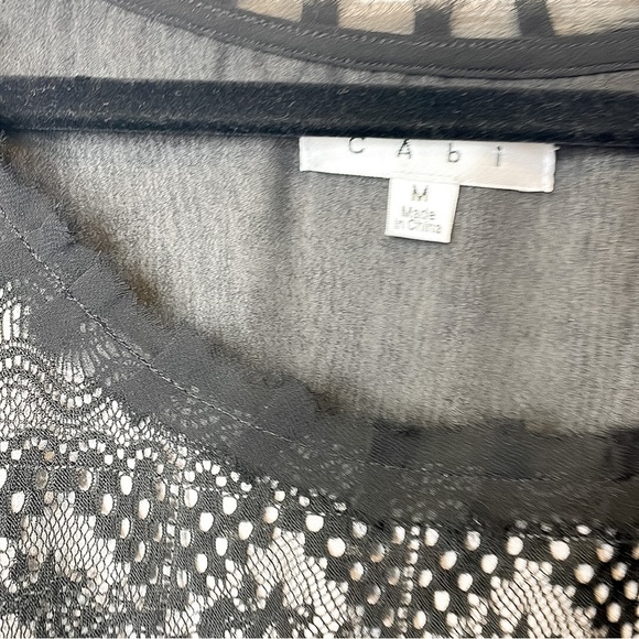 CABI | Lace Overlay Black Blouse Tank Top - Picture 6 of 11